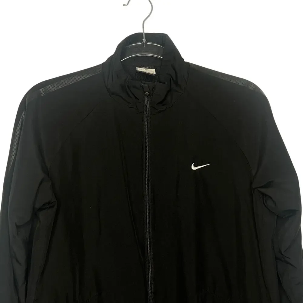 NIKE Dri-FIT Track Jacket Full Zip Lightweight Wind Resistant Black Mens Size M